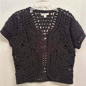 Coldwater Creek Crochet Black Cardigan Size 14